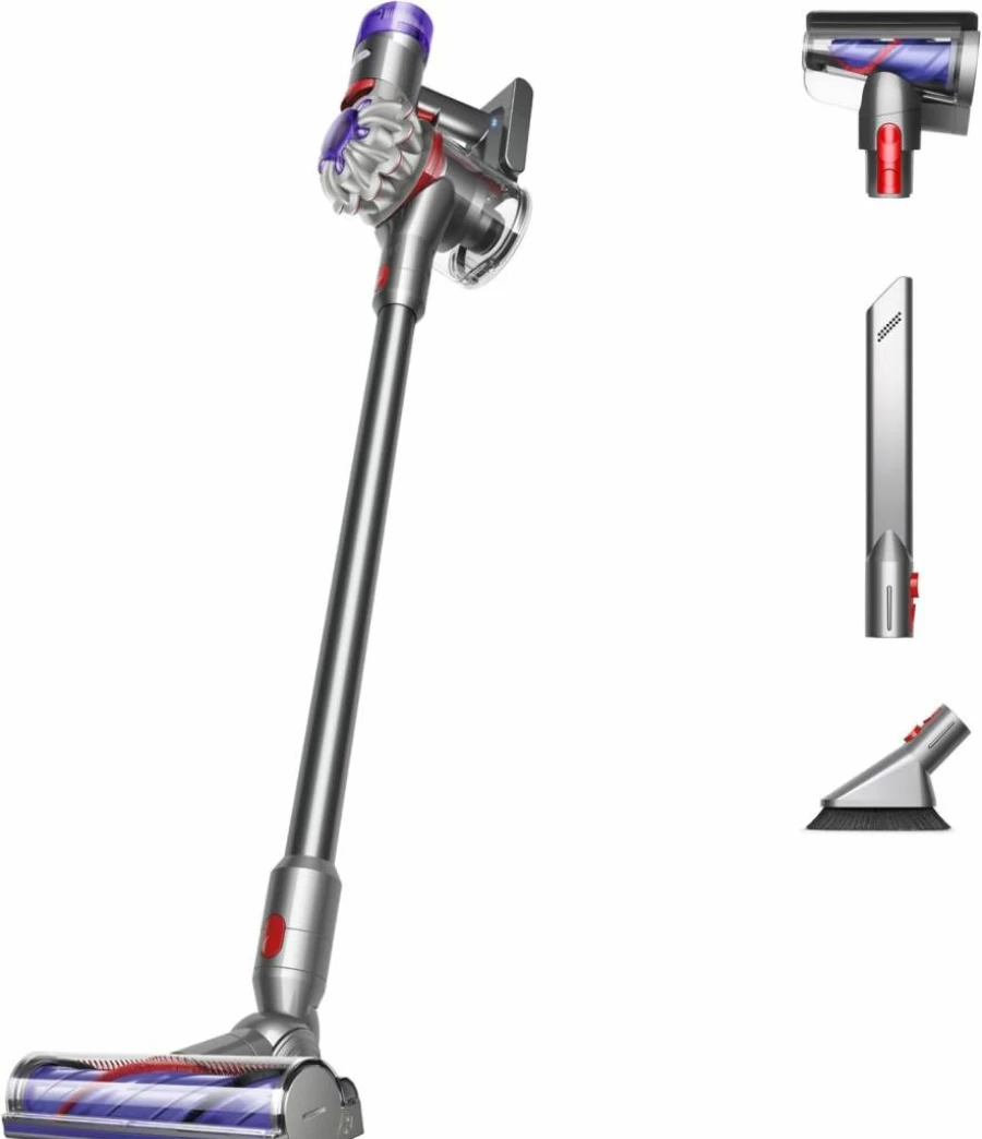 Dyson V8 Plus Cordless Stick Vacuum Cleaner, Silver/Nickel, Lightweight & Powerful for Pet Hair, Hard Floors & Carpets