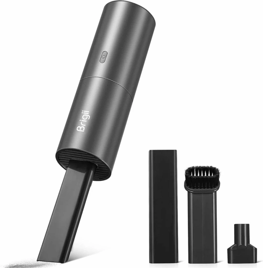 Brigii Y120 Mini Cordless Vacuum Cleaner - USB Rechargeable Handheld Dust Buster & Blower 2-in-1 for Desktop, Keyboard, Car, and Small Spaces