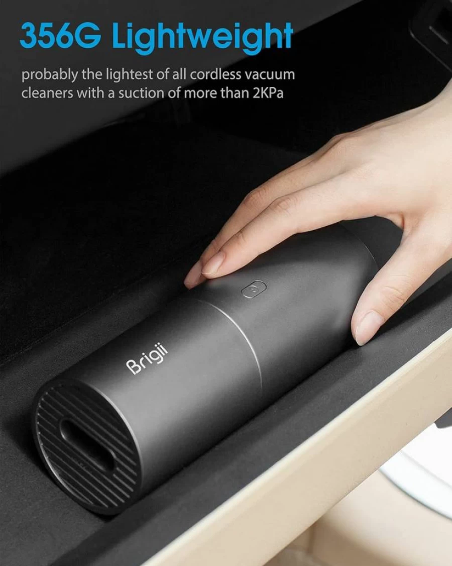 Brigii Y120 Mini Cordless Vacuum Cleaner - USB Rechargeable Handheld Dust Buster & Blower 2-in-1 for Desktop, Keyboard, Car, and Small Spaces