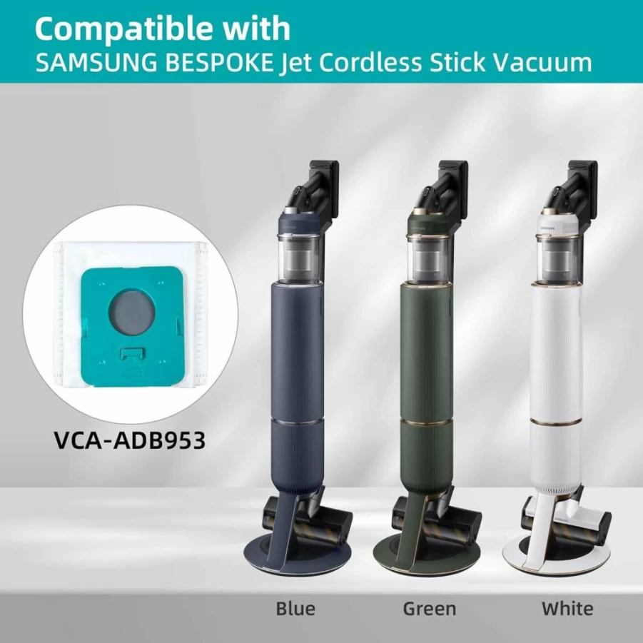 12 Pack AnDongo VCA-ADB953 Replacement Dust Bags for Samsung Bespoke Jet Cordless Vacuum, Large Capacity Disposable Vacuum Bags with All-in-One Clean Station Accessories