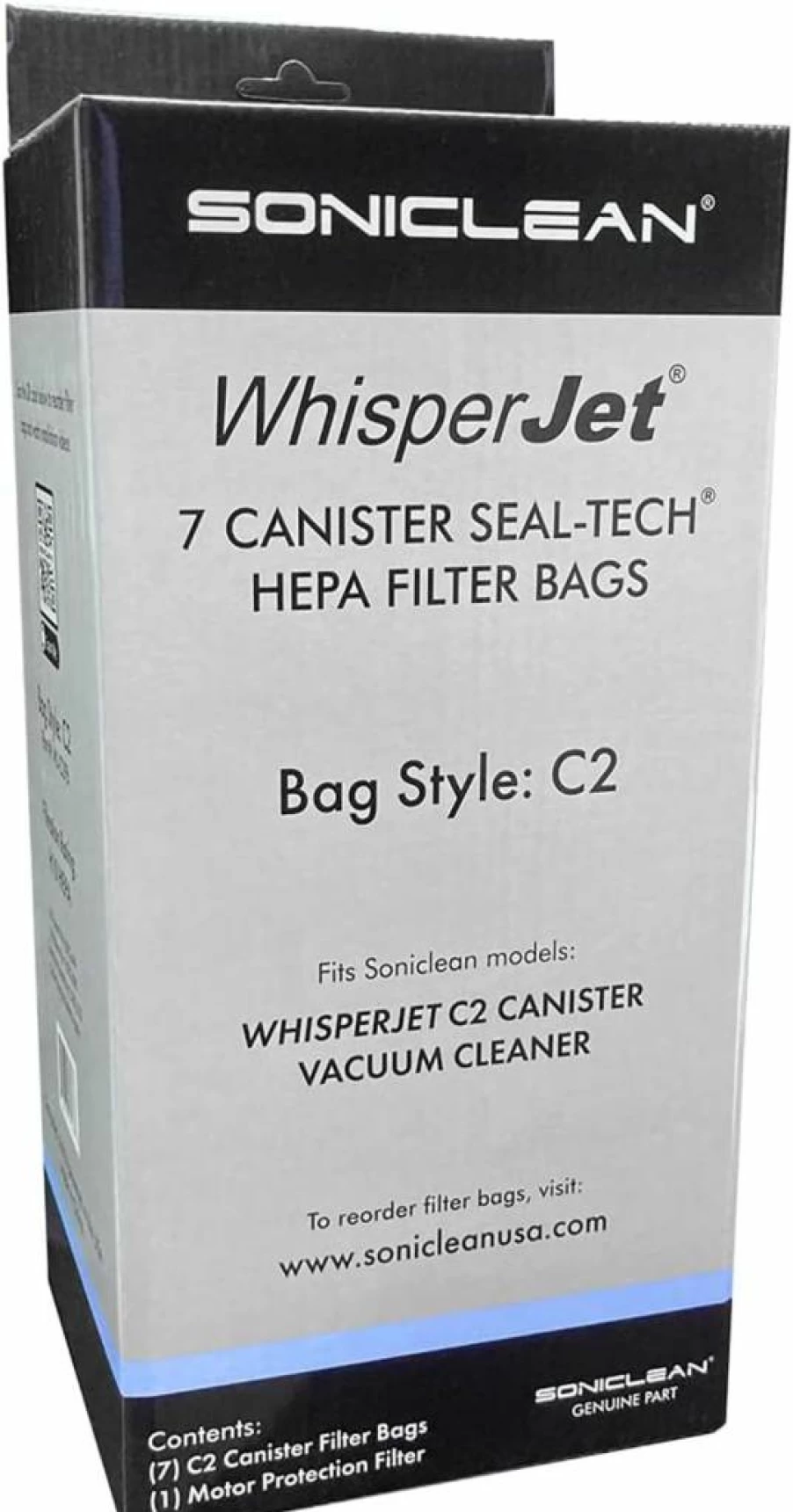 Soniclean Whisperjet C2 Replacement Filter Bags with Noise-Reducing Technology for Ultra-Quiet Vacuum Performance