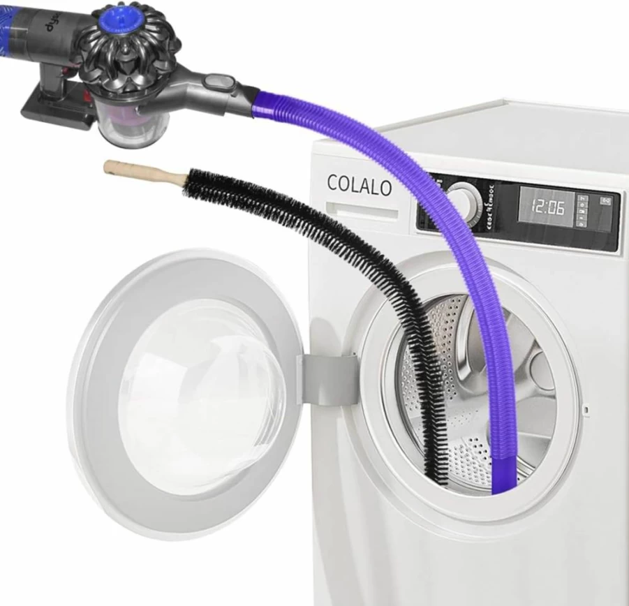FUNTECK 34-Inch Dryer Lint Vacuum Attachment with Flexible Hose, 32mm & 35mm Fittings for Efficient Lint Trap Cleaning
