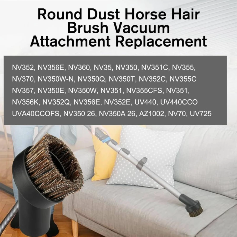 Krfeywwxip 1.25" Round Soft Horse Hair Dusting Brush Attachment - Compatible with Shark & Most Vacuum Cleaners, 25mm Hose Vacuum Accessory