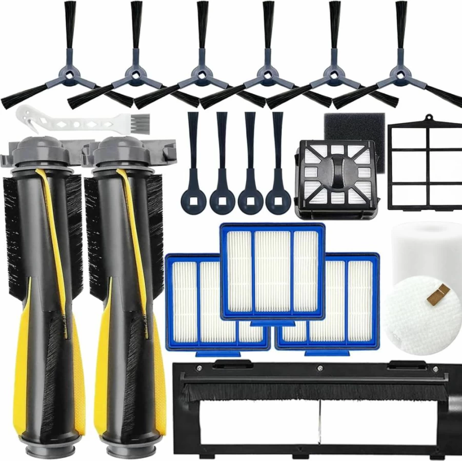 Pmosata Replacement Parts for Shark IQ RV1001AE, AV911S EZ, AV1010AE, RV1000, RV1001, AV970, AV993, AV1002AE, UR1000SR, UR1005AE Vacuum Cleaners - Side Brush, Sweep Brush, Main Roller Brush, Shell, Clean Base Filter