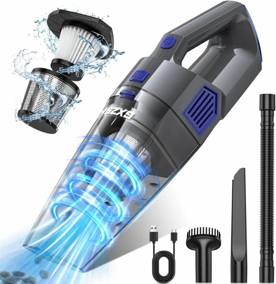 Gxzsk Cordless Handheld Vacuum Cleaner - 15000Pa Strong Suction, Rechargeable & Portable with Multi-Nozzles, Washable Filter for Car, Home, Pet Hair