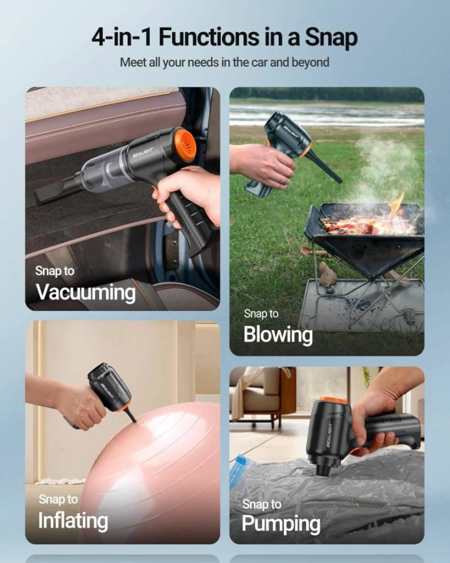SEALIGHT Mini Car Vacuum Wireless - High Power Handheld Vacuum Cleaner for Car, Home, Office, Pet Hair with Portable Air Duster, Lightweight & Compact Design
