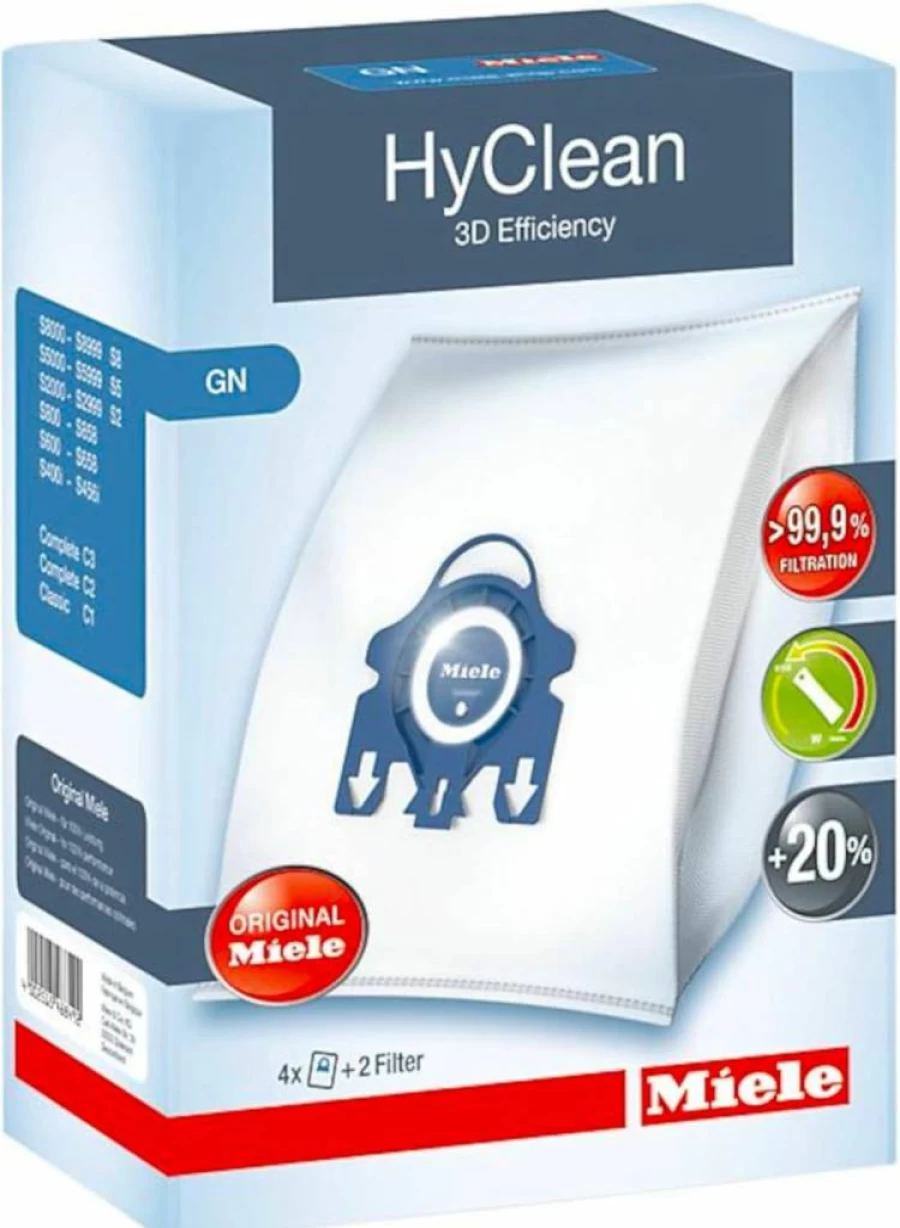 Miele Hyclean 3D GN Type Microfiber Dust Bags - Compatible with Miele Canister Vacuum Cleaners (Model 9917730) - High-Efficiency Replacement Filters