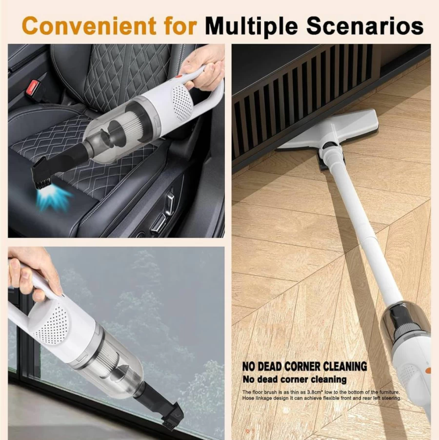 SIPPON 6-In-1 Cordless Stick Vacuum Cleaner - 100W Lightweight, Portable Handheld Vacuum for Hard Floors, Carpets, Pet Hair - White