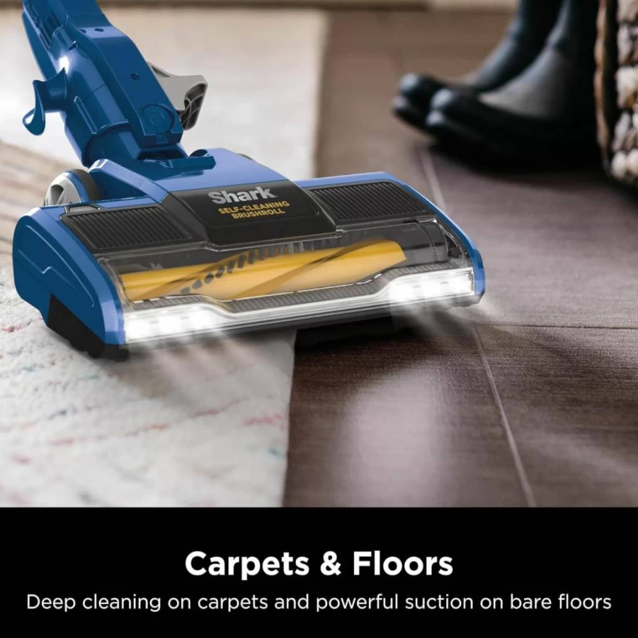 Shark HV322 Rocket Deluxe Pro Corded Stick Vacuum - Lightweight with LED Headlights, XL Dust Cup, Pet Hair Attachments, Converts to Handheld, Bordeaux/Silver