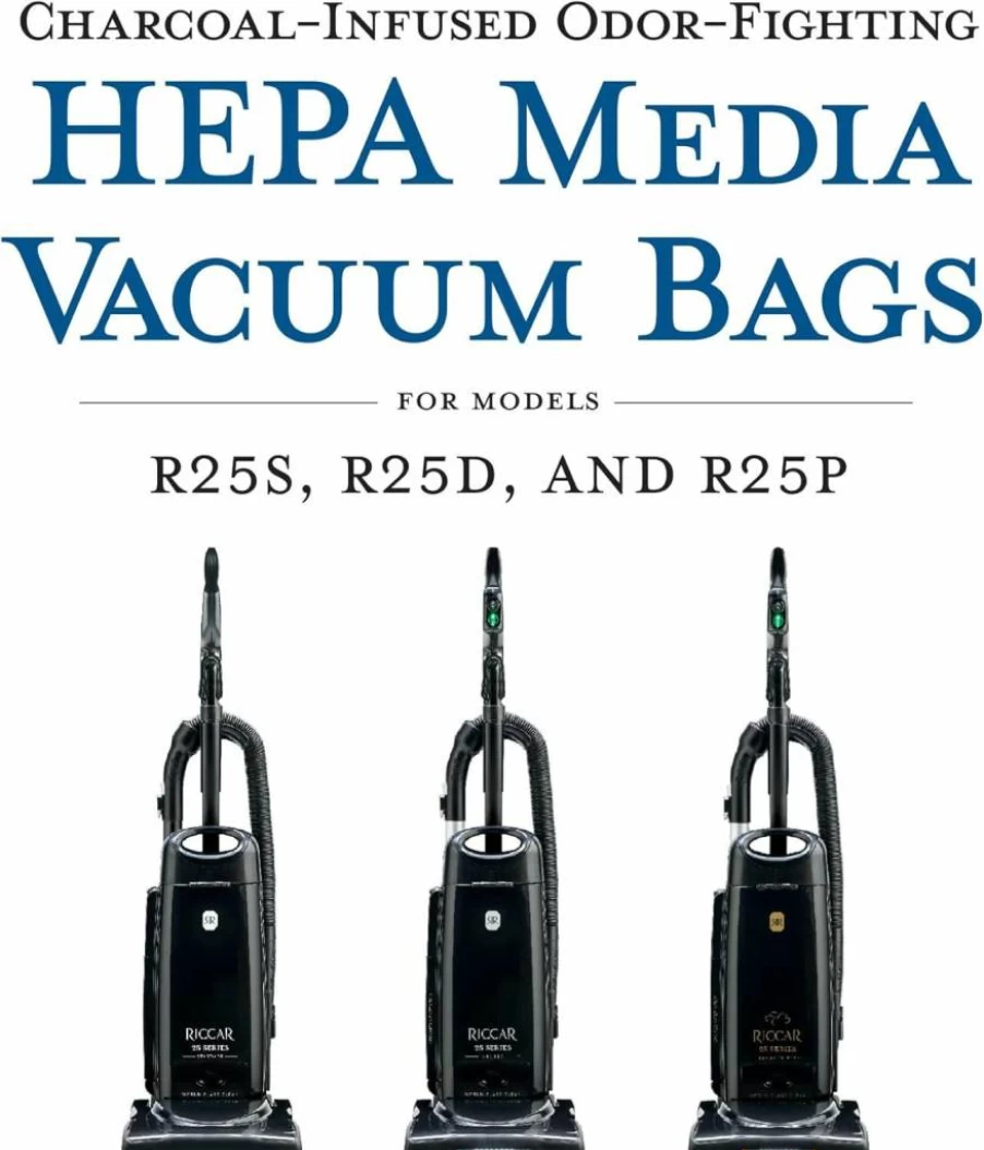 Riccar R25Hc-6 HEPA Vacuum Bags, 6-Pack Charcoal-Infused Gray Replacement Bags for Riccar R25 Series Vacuums