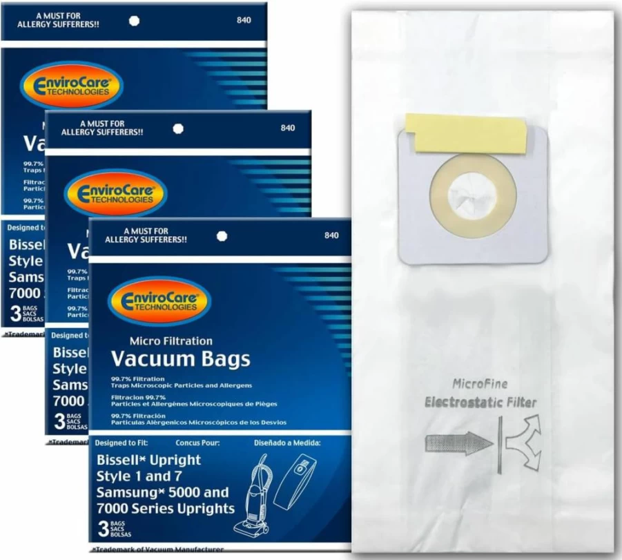 EnviroCare 9-Pack Replacement Vacuum Bags for Bissell Style 1 & 7 Upright Vacuums | Micro Filtration Dust Bags