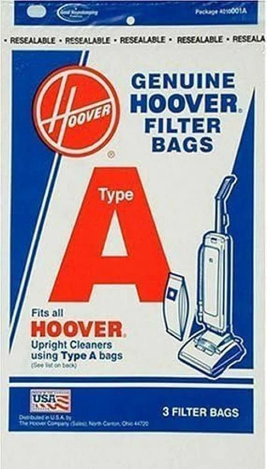 Hoover 4010001A Type A Vacuum Bags - 6 Pack, Compatible with Select Hoover Vacuum Models