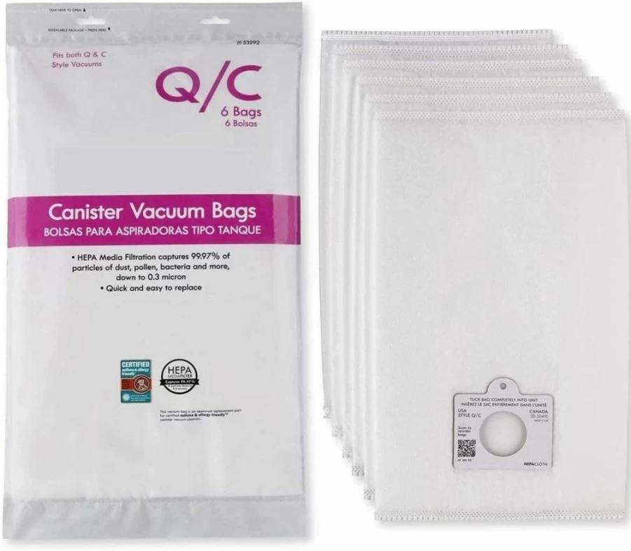 6-Pack Casa Vacuums HEPA Filtration Bags for Kenmore Elite/Intuition/Progressive Canister Vacuums 200-800 Series, Replaces 5055 50104 50557 50558 53291 (White)