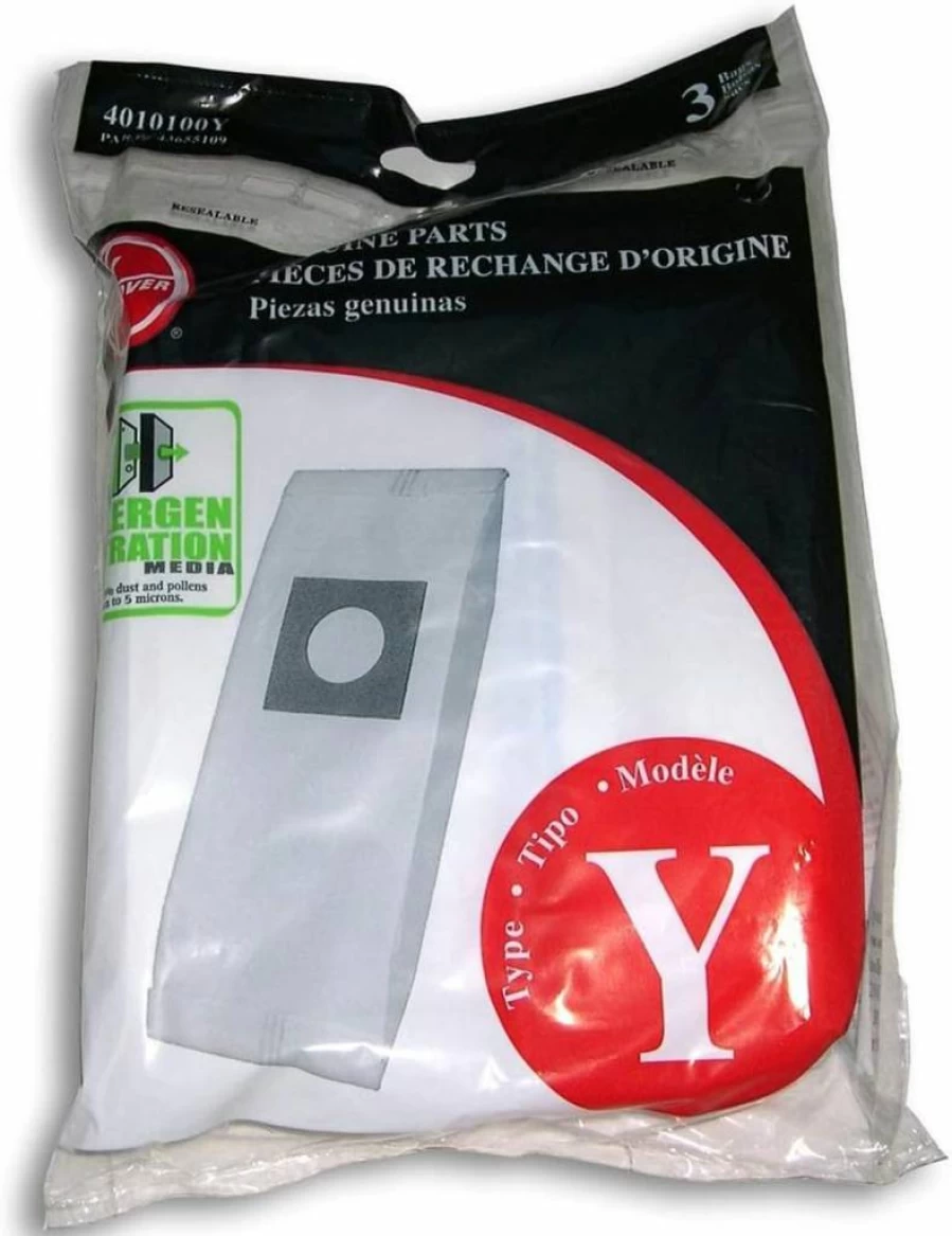 Hoover Windtunnel Vacuum Cleaner Allergen Bags, 3-Pack, Type Y, Model 4010100Y, White, Compatible with Hoover Windtunnel Series
