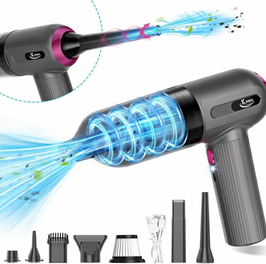 KMM 4-in-1 Handheld Vacuum Cleaner 16000Pa, 120W High Power Corded Car Vacuum with LED Light, 3 Speed Settings & Multi Nozzles for Home, Car, Pet Hair, Office Cleaning