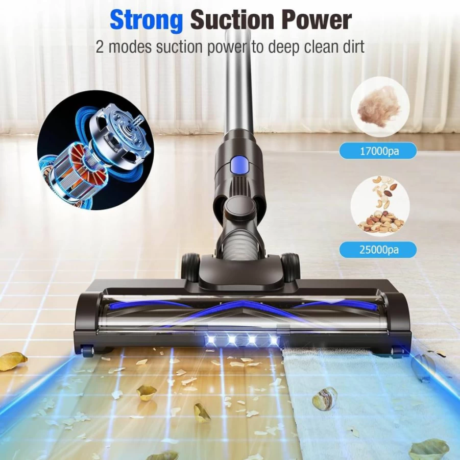 AIRDIYA Cordless Stick Vacuum Cleaner 8-in-1, 2200mAh Battery 35min Runtime, Lightweight for Hard Floors & Low-Pile Carpets, Self-Standing with Powerful Suction for Pet Hair