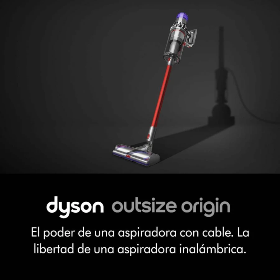 Dyson Outsize Cordless Vacuum Cleaner with Large Dust Bin, Nickel/Red, Lightweight & Powerful for Home Cleaning