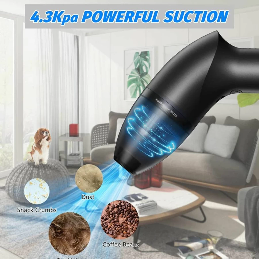 Hayousui Cordless Handheld Vacuum Cleaner - 4.3Kpa Portable USB Keyboard & Car Dust Cleaner for Laptop, Sewing Machine, Desk Crumbs
