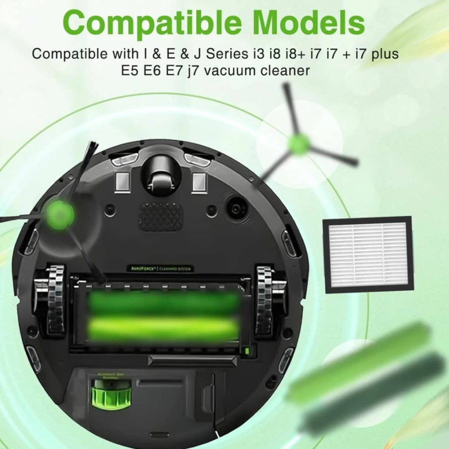 Zeekech Replacement Parts Kit for iRobot Roomba Combo i5, i5+, j5, j5+ - 2 Multi-Surface Rubber Brushes, 4 Filters, 4 Mop Pads, 4 Vacuum Bags, 4 Edge-Sweeping Brushes