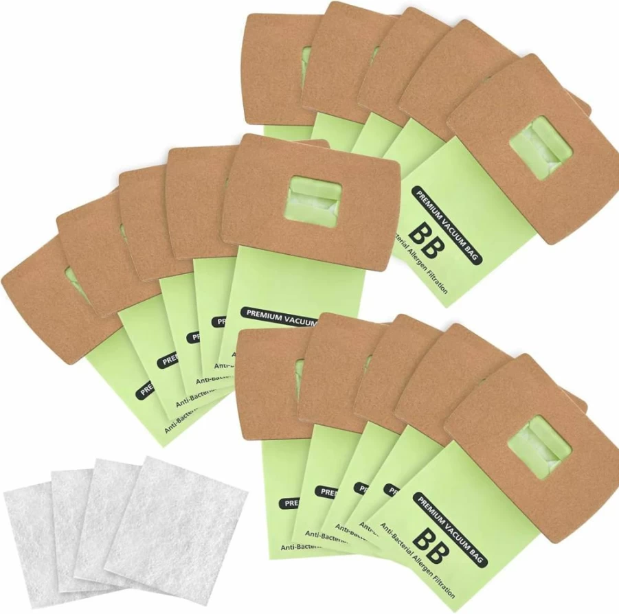 iSingo 15 Pack Type BB Vacuum Bags Replacement for Oreck XL Buster B, Compatible with Models PKBB12DW BB180 BB280 BB850 BB870 BB900 BB1000 MV160 - Includes 4 Motor Filters