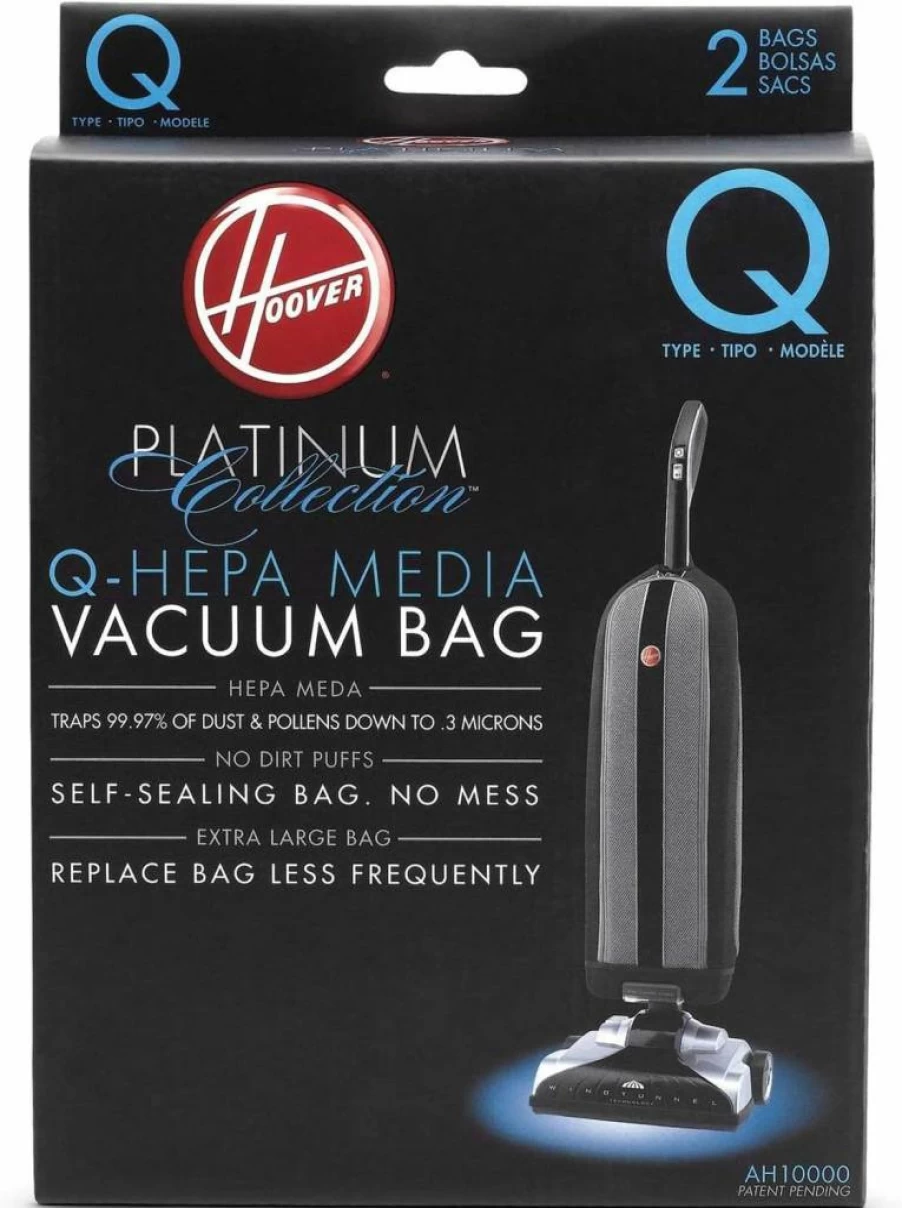 Hoover Platinum Upright Vacuum Cleaner Bags - 2 Pack, Type Q HEPA Filters, Replacement Part AH10000 for Hoover Vacuums