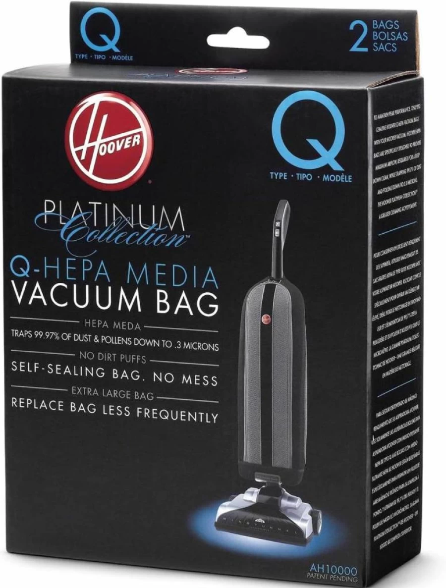 Hoover Platinum Upright Vacuum Cleaner Bags - 2 Pack, Type Q HEPA Filters, Replacement Part AH10000 for Hoover Vacuums