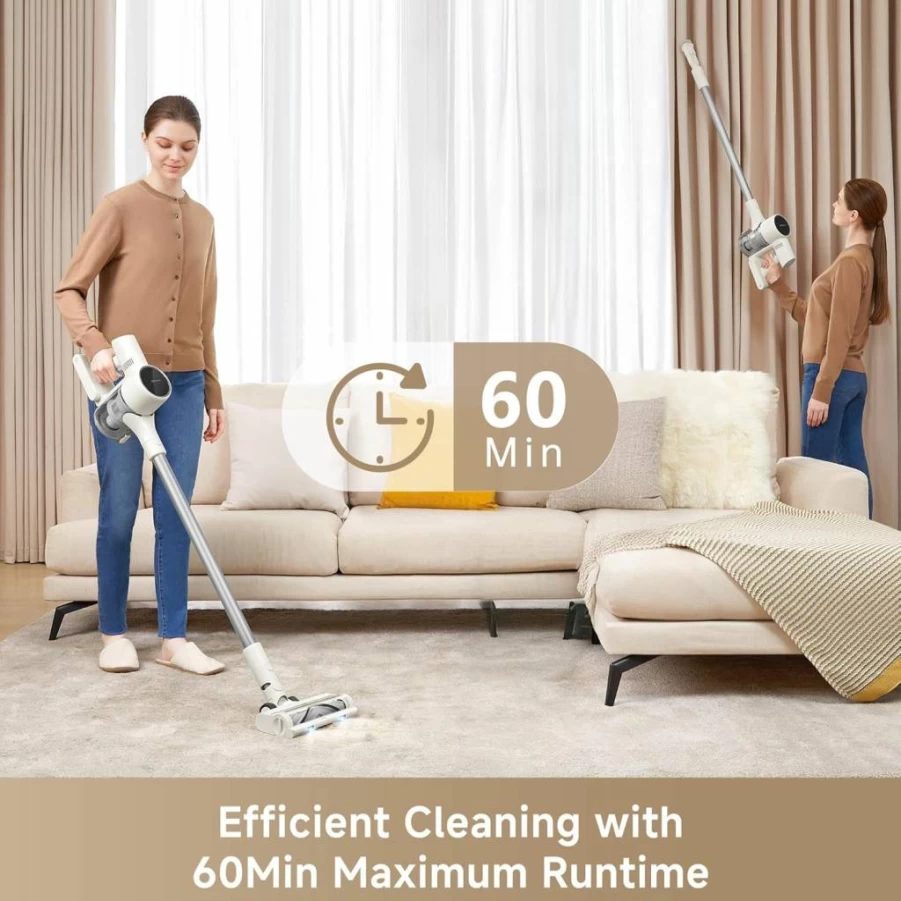 DREAME R10 Cordless Stick Vacuum Cleaner - 120AW Powerful Suction, Anti-Tangle Brush, LED Headlights, 60 Min Runtime, Lightweight for Carpets, Hard Floors & Pet Hair