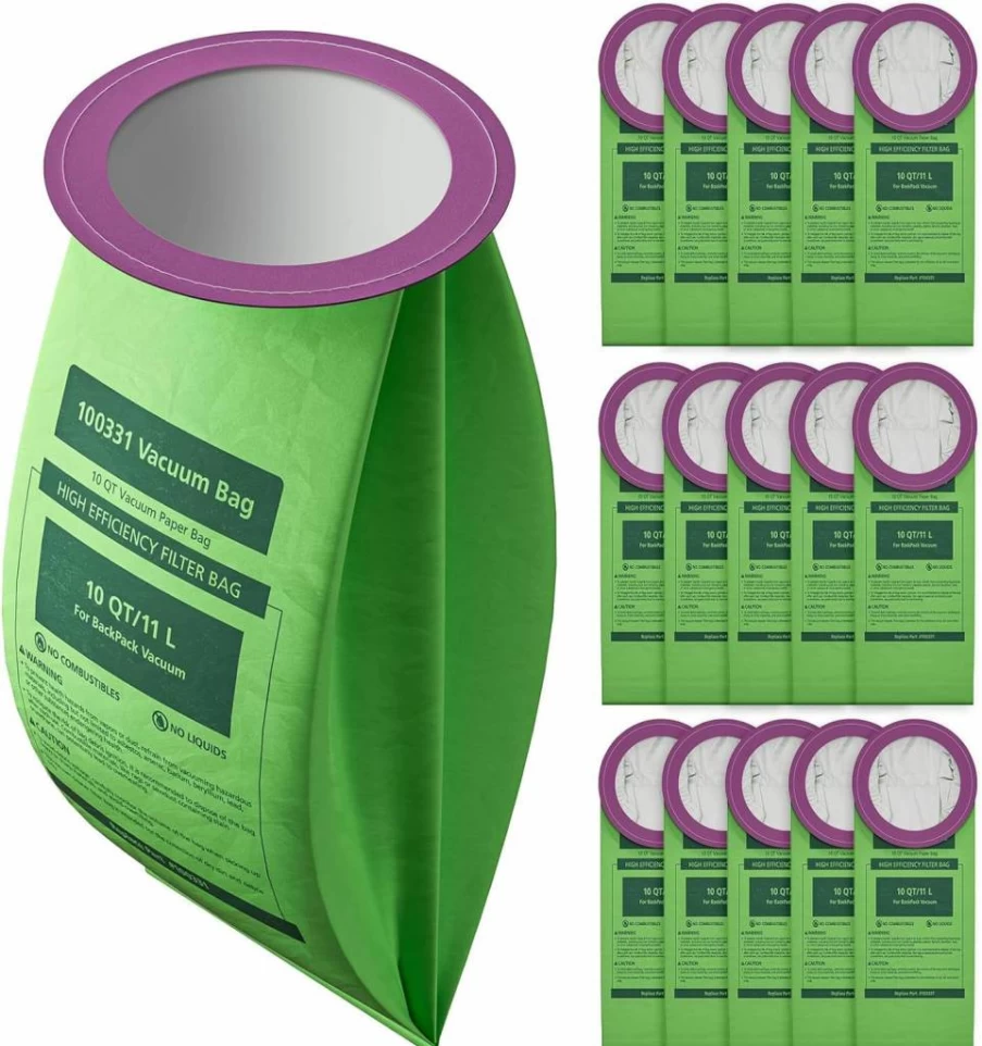 16 Pack ISINLIVE Vacuum Bags Replacement for Proteam 10 Qt Backpack Vacuum, Compatible with Coachvac Super Coachvac Megavac, Upgraded HEPA Filters with Open Circular Collar