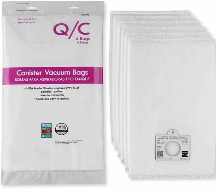 Youmeichuang 6-Pack HEPA Vacuum Bags Compatible with Kenmore 53292 Type Q Canister Vacuums (White)