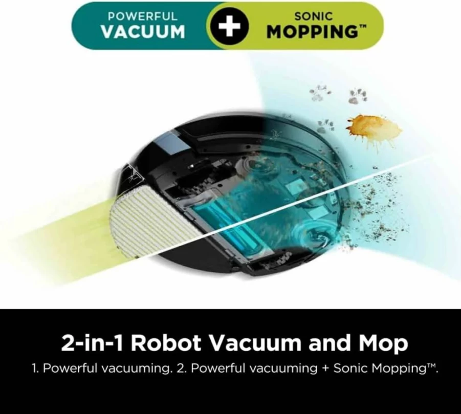 Shark RV2620WD AI Ultra Robot Vacuum and Mop with MatrixClean Navigation, CleanEdge Technology, Pet Hair Pickup, Works on Carpets and Hard Floors, Alexa Compatible, Black/Mocha