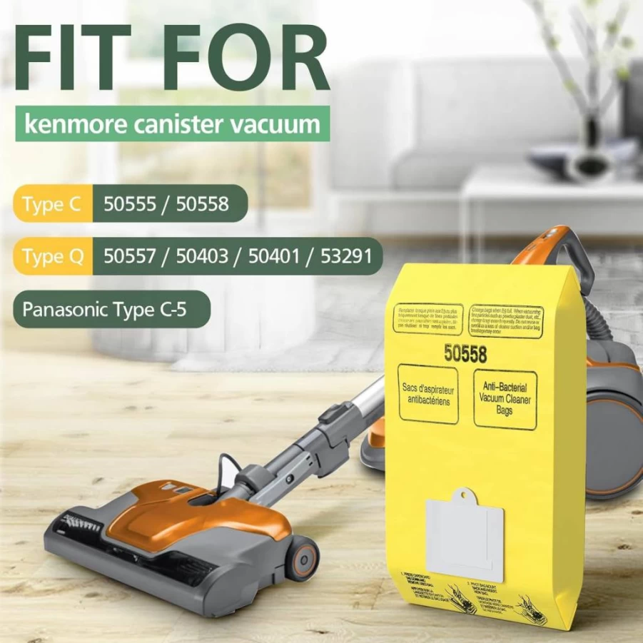15 Pack Isinlive Vacuum Cleaner Bags Compatible With Kenmore Canister Models 5055, 50555, 50557, 50558, C-5, C-18, 53292, 200-800 Series
