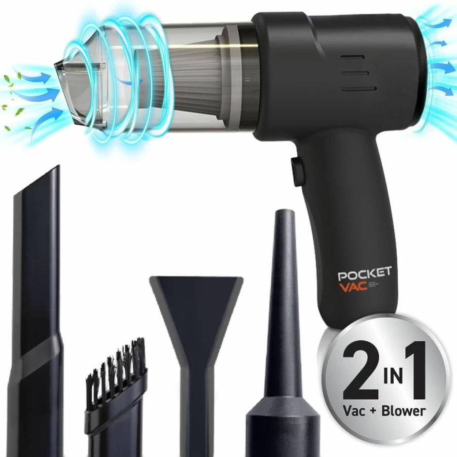 Pocket Vac Handheld Vacuum Cleaner - Cordless, Lightweight for Home, Car, Pet Hair, and Dust Cleaning