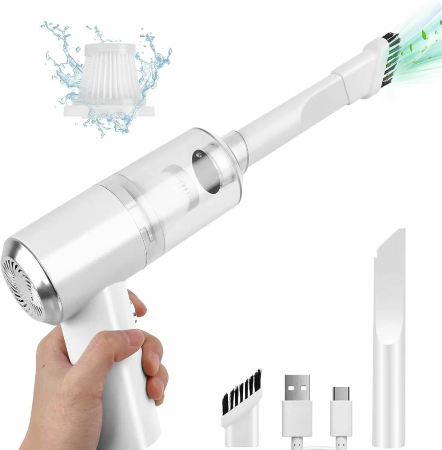 Auloea Mini Portable Wireless Vacuum Cleaner - 4500Pa High Power Handheld Vacuum with Brush Motor, USB-C Charging, for Car, Office, Home, Keyboard Cleaning (Black, Model V01)