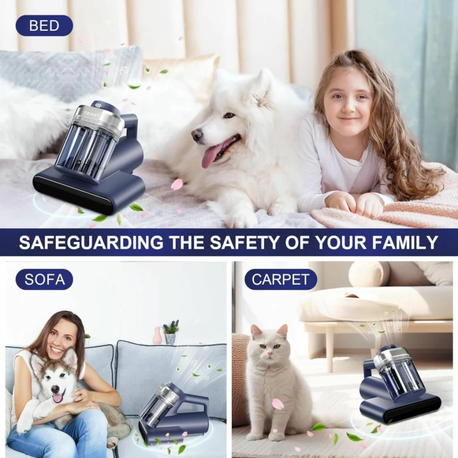 Teant 600W Handheld Mattress Vacuum Cleaner with UV-C Light, 16Kpa Suction, HEPA Filter, Heat & Ultrasonic for Bed & Pet Hair Removal