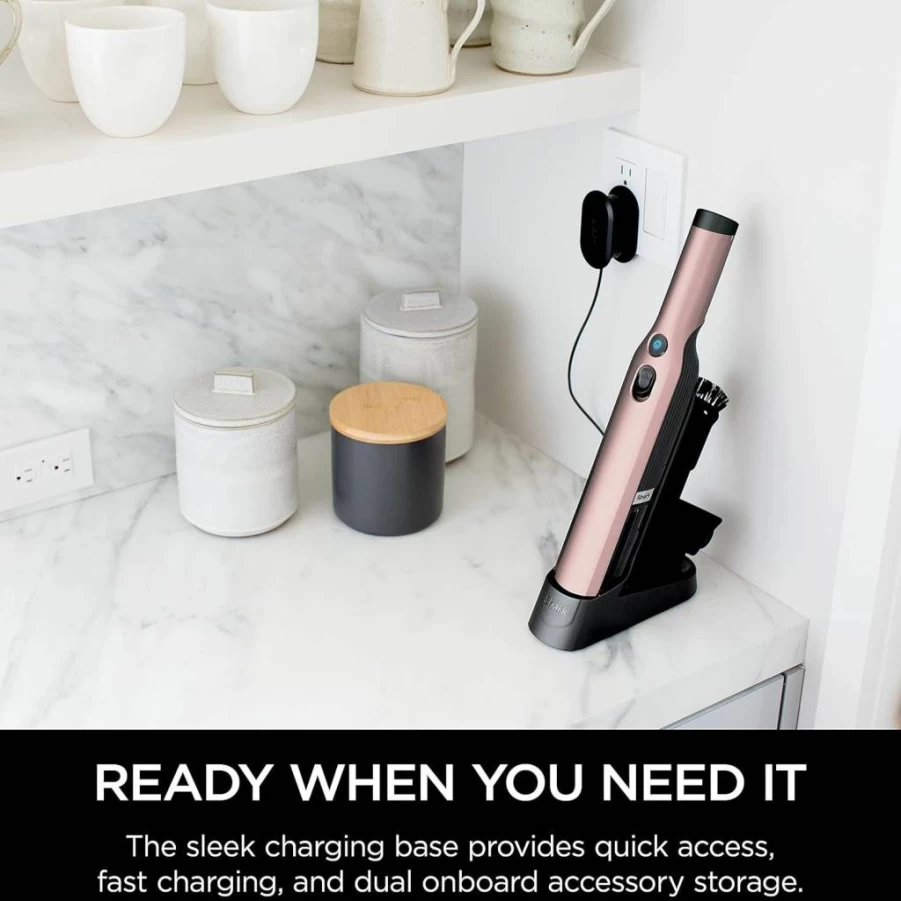 Shark WV201BK Wandvac Cordless Handheld Vacuum - 1.4 lbs Lightweight, Powerful Suction for Pet Hair, Car & Home, Includes Charging Dock & Duster Crevice Tool, Portable Black Hand Vac