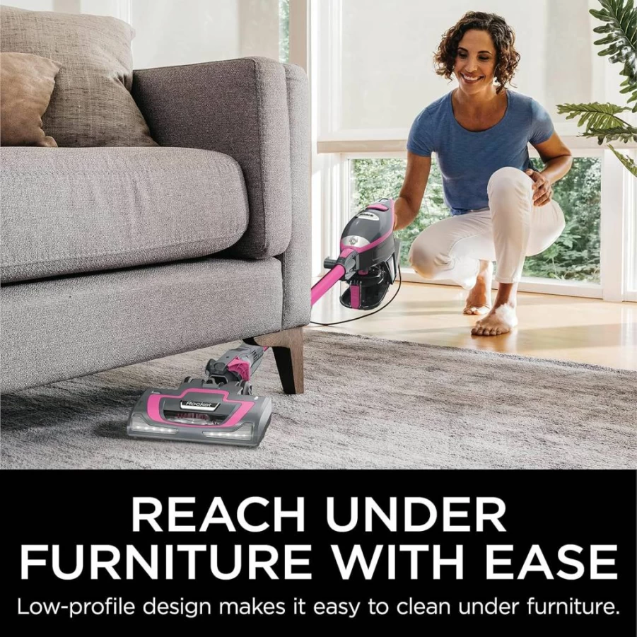 Shark HV371 Rocket Pro Deluxe Corded Stick Vacuum with Swivel Steering, Removable Handheld Vac, XL Dust Cup, Crevice & Upholstery Tools, Anti-Allergen Brush - Fuchsia (Renewed)