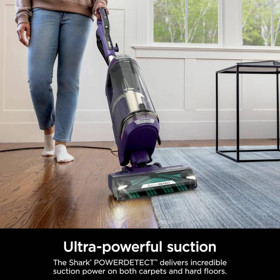 Shark Powerdetect Upright Vacuum Cleaner with DuoClean Technology, Lift-Away, Self-Cleaning Brushroll, HEPA Filter, Renewed (Eggplant Purple)