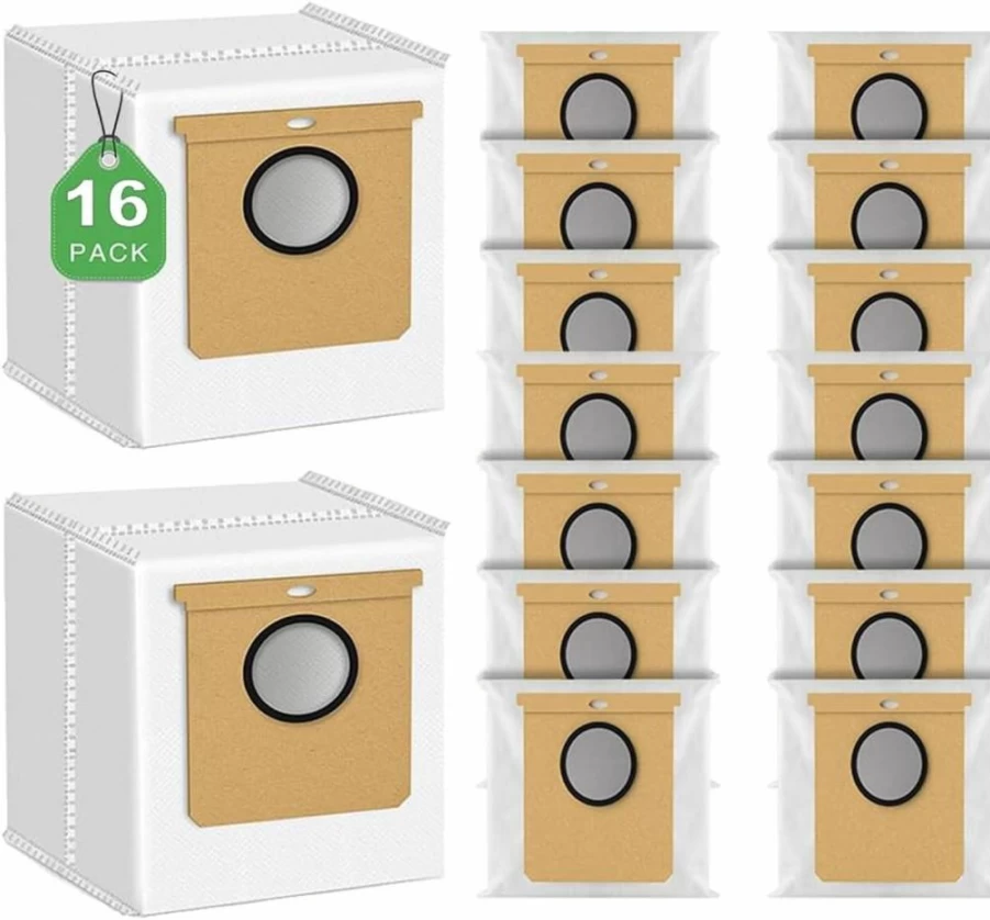 16 Pack VENDGATRRE Replacement Dust Bags Compatible With Eufy L60, L50, Haier H9+, Conga 9090 Ai Robot Vacuum, 2.5L Disposable Vacuum Cleaner Bags