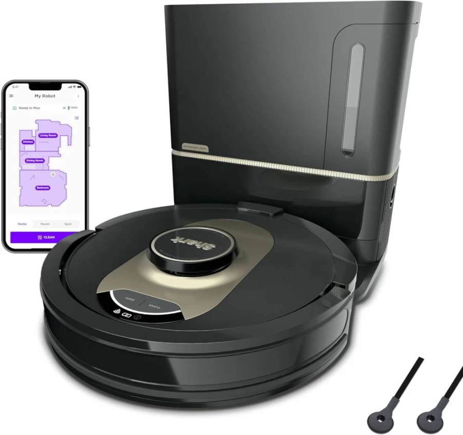 Shark AV2501AE AI Robot Vacuum with Self-Emptying Base, LiDAR Navigation, Wi-Fi/Alexa Compatible, Bagless 60-Day Capacity, Ideal for Pet Hair, Works on Carpets & Hard Floors, Black