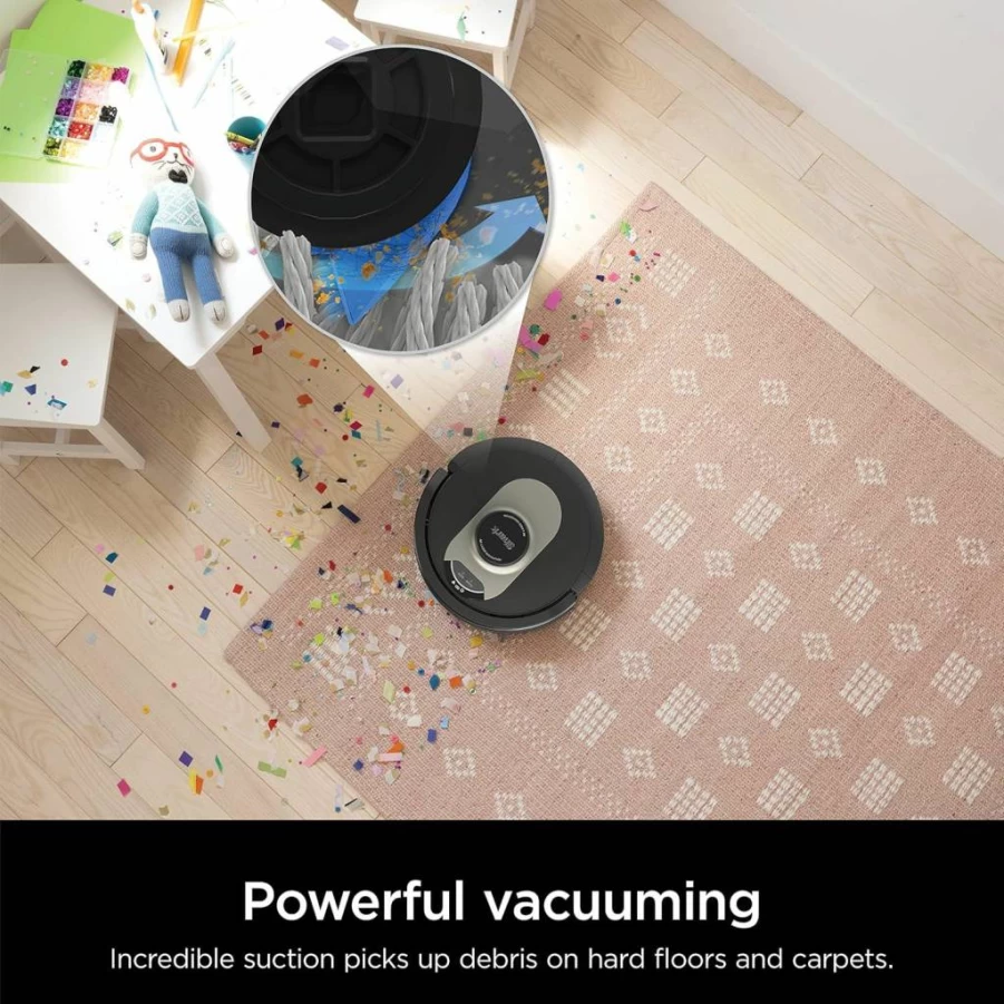 Shark AV2501AE AI Robot Vacuum with Self-Emptying Base, LiDAR Navigation, Wi-Fi/Alexa Compatible, Bagless 60-Day Capacity, Ideal for Pet Hair, Works on Carpets & Hard Floors, Black