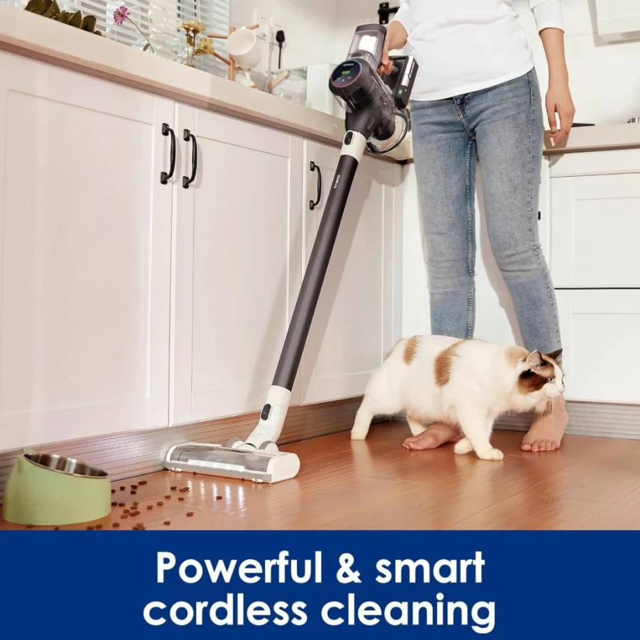 Tineco Pure One S11 Cordless Vacuum Cleaner - Smart Stick Handheld with Strong Suction, Lightweight Design for Deep Cleaning Hard Floors, Carpets, and Cars (Grey)