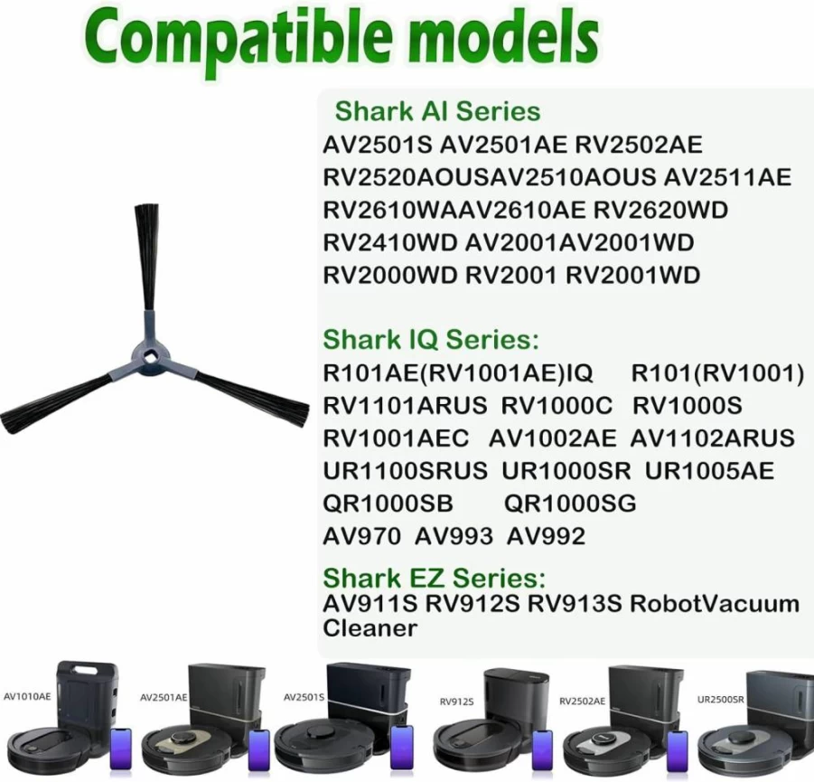 DovLazm Upgraded Side Brushes Replacement Compatible with Shark IQ R101AE, RV1001AE, AV911S, AV912S, AV1010AE, RV1000, AV970, AV993, AV1002AE, Shark AI AV2501S, AV2501AE, RV2610WD, RV2502AE, RV2520 Vacuum Cleaner Parts