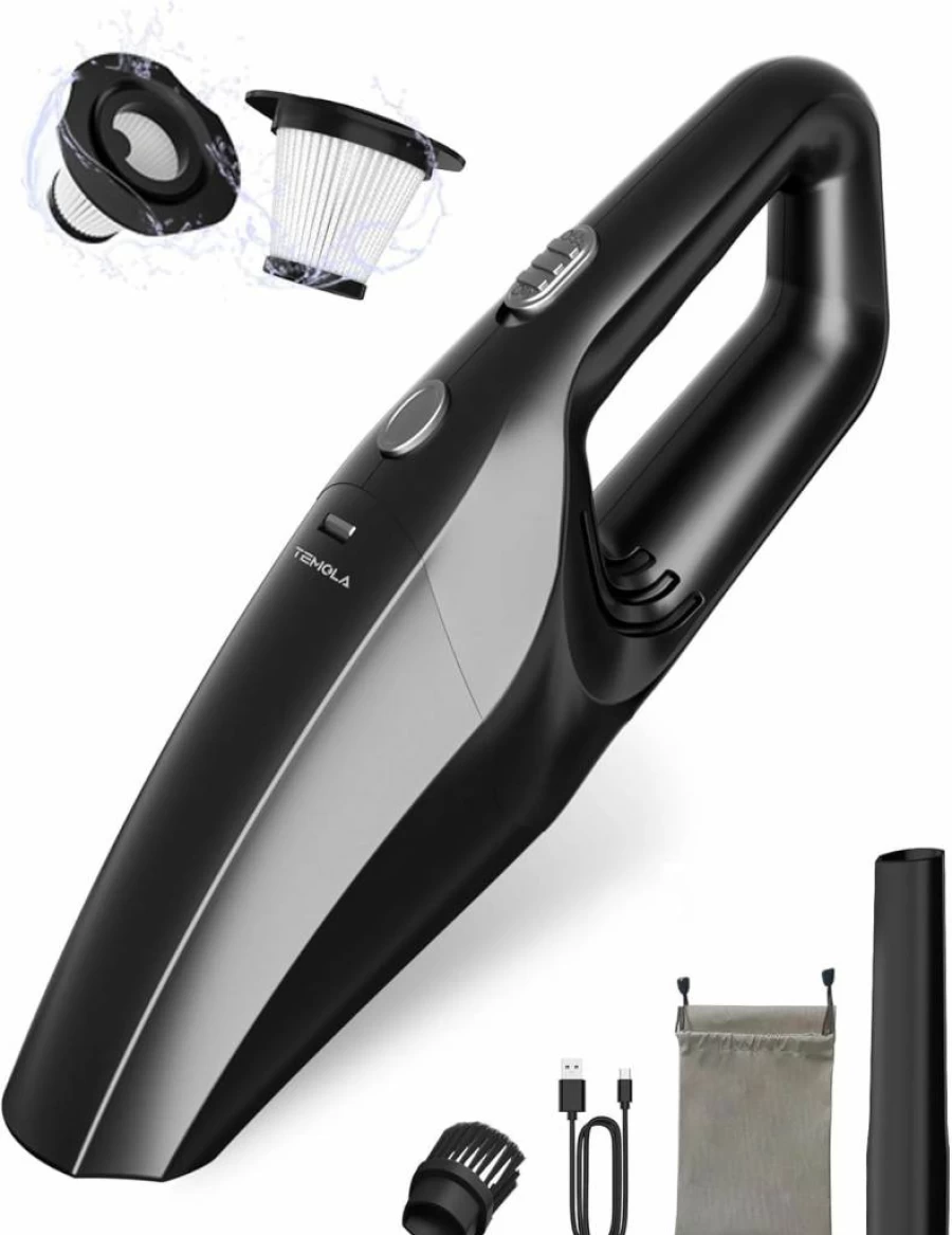 TEMOLA Cordless Handheld Vacuum Cleaner with HEPA Filter - High Power Portable Vacuum for Car, Pet Hair, Home, and Office Cleaning