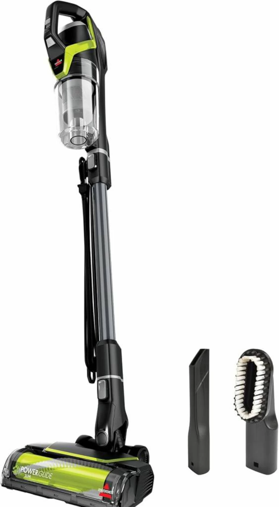 BISSELL Powerglide Slim Corded Vacuum Cleaner for Pet Hair, Carpets & Hard Floors, Lightweight with Swivel Steering, 3-in-1 Dusting & Crevice Tools, XL Tank, Model 3070, Black/Green