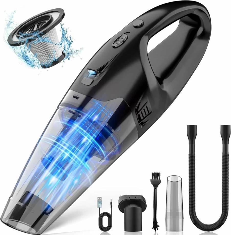 BSRCO Cordless Handheld Vacuum Cleaner - 1.65Lbs Lightweight, Rechargeable USB Car Vacuum with LED for Pet Hair, Home, and Auto Cleaning