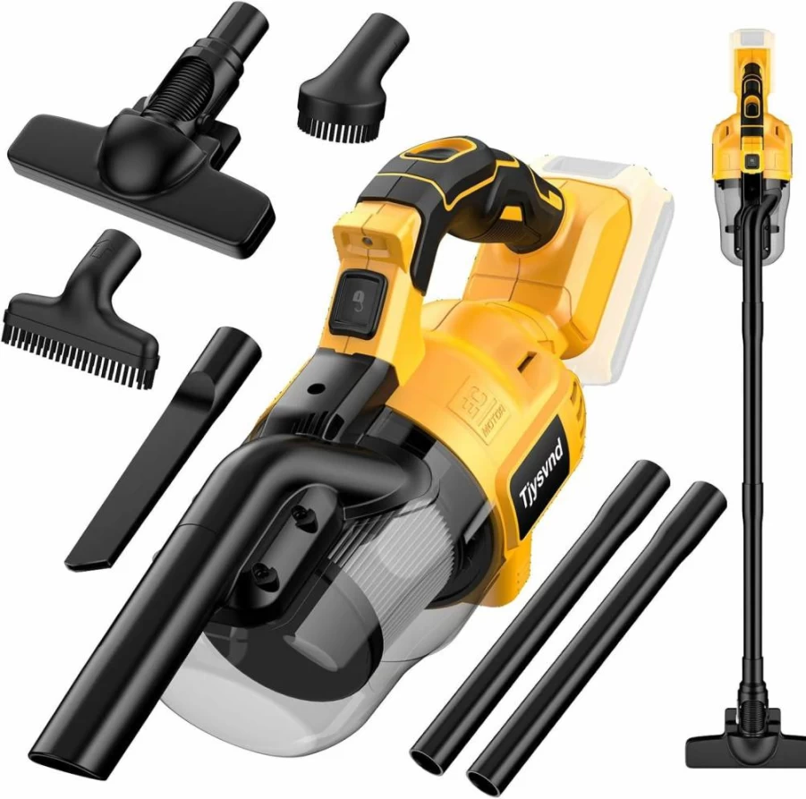 Tjysvnd 20V Cordless Handheld Vacuum Cleaner with Washable HEPA Filter, Powerful Suction for Car, Carpets, Furniture - Compatible with Dewalt Batteries (Battery Not Included)