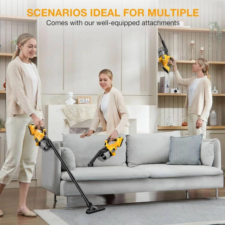 Tjysvnd 20V Cordless Handheld Vacuum Cleaner with Washable HEPA Filter, Powerful Suction for Car, Carpets, Furniture - Compatible with Dewalt Batteries (Battery Not Included)