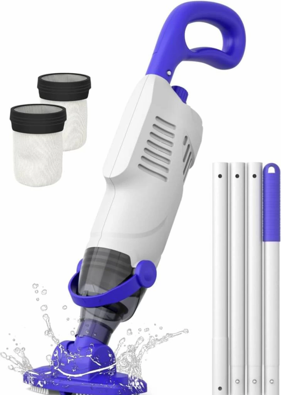 WuWo 60W Cordless Pool Vacuum for Above Ground Pools & Spas - 18GPM Powerful Suction, 5000mAh Battery (1H Runtime), Compact Lightweight Little Shark Design
