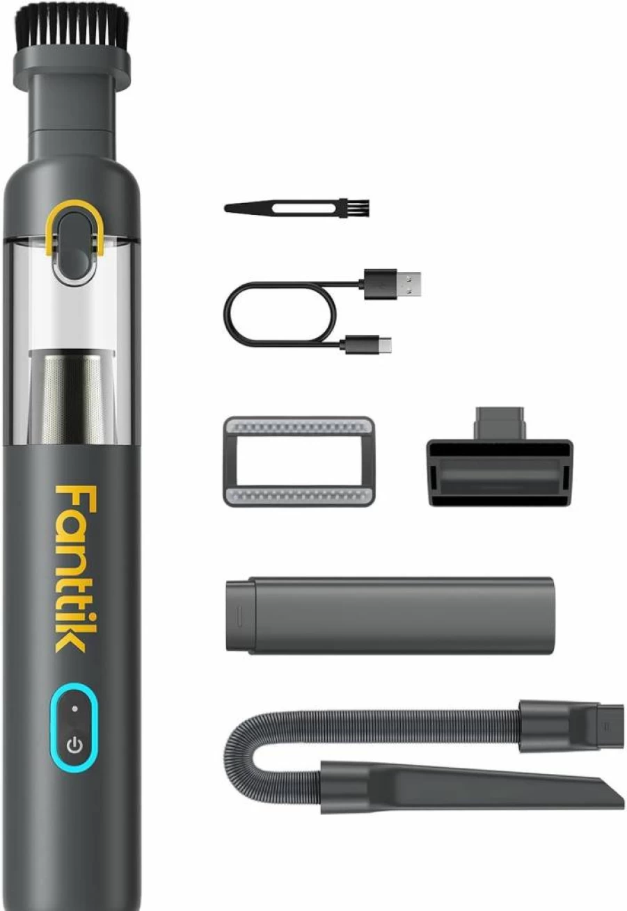 Fanttik Slim V8 Mate Cordless Car Vacuum Cleaner - 12000Pa Powerful Suction, Portable Mini Vac with Flexible Hose & Pet Brush, USB-C Charging for Auto, Home, Keyboard Cleaning, Compact & Lightweight
