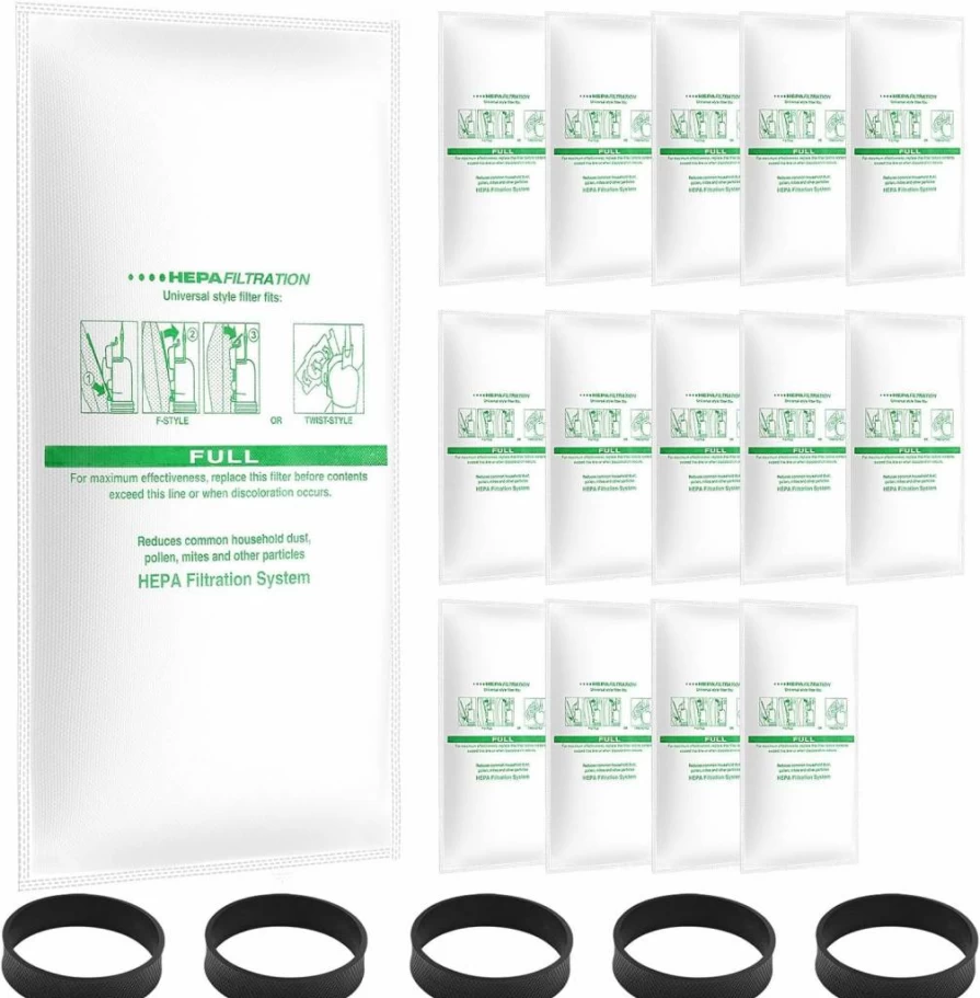 LINNIW 15+5 Pack Vacuum Hepa Filter & Bags Kit Compatible With Sentria II, F-Style, Twist-Style & Generation 4 Models - Universal 204811, 301291 Replacement Parts